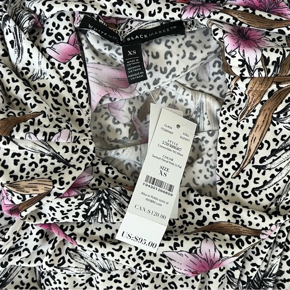 WHBM Strapless Convertible Matte Jersey Dress Maxi Skirt Sunset Floral Animal - Picture 12 of 16